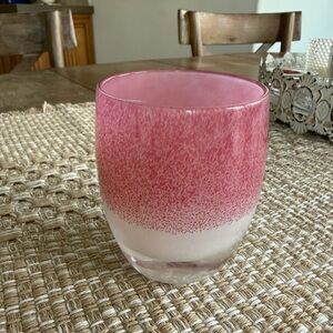 Glassybaby brand pink and white candle holder NEW